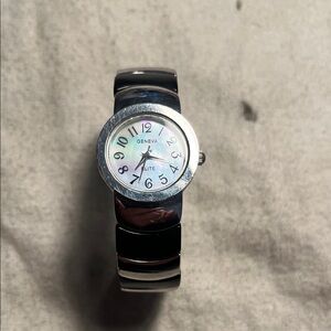 Geneva Women's Silver and Black Watch